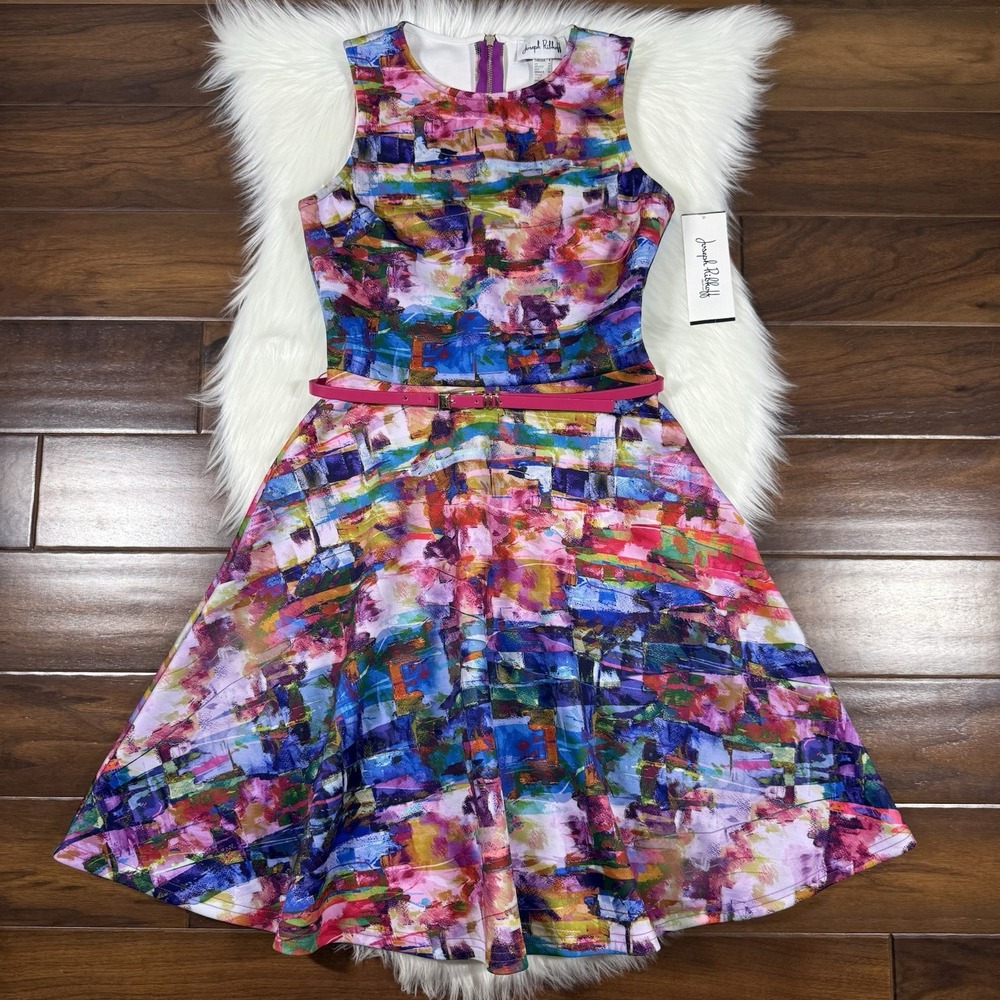 Joseph Ribkoff Women's Size 8 Abstract Print Sleeveless Fit & Flare Dress